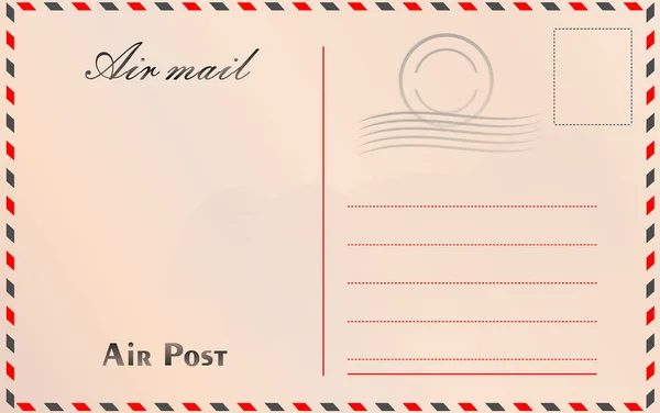 Vetor de cartão postal de viagem em estilo de correio aéreo com textura de papel e — Vetor de Stock