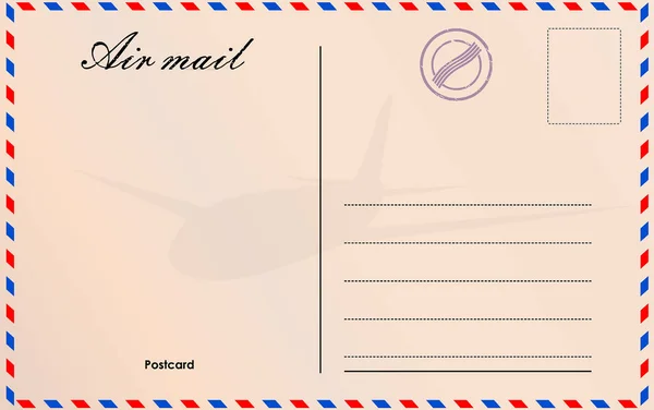 Utazás képeslap vector air mail stílusban papír az anyagminőség és a gumi bélyegzők — Stock Vector