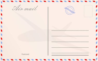 Travel postcard vector in air mail style with paper texture and  clipart