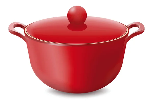 Saucepan Red terisolasi pada gambar Vektor putih - Stok Vektor