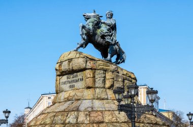 Ünlü Ukrayna Hetman Bogdan Khmelnitsky Sofia üzerinde anıt 