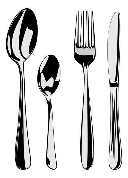 Ilustrasi vektor set Cutlery - Stok Vektor