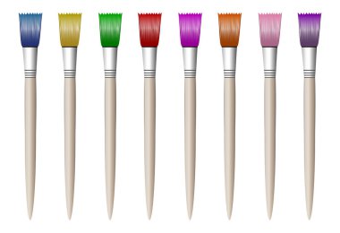 Beyaz çerçeve içinde izole fırçalar çizim, basit, renkli renkli