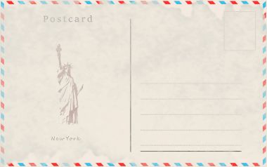 Vintage kartpostal. Vektör tasarımı. Dünya başkentleri. New York