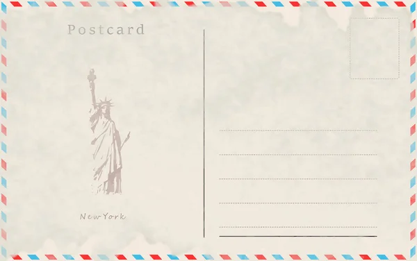 Régi képeslapos. Vector design. A világ fővárosaiban. New York-i — Stock Vector