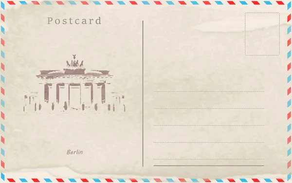 Oldtimer Postkarte. Vektordesign. Hauptstädte der Welt. berlin — Stockvektor
