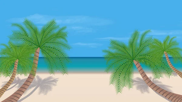 地处热带的海滩。夏季的一天。天空是蓝色的。矢量 — 图库矢量图片