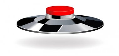 Metalik kenarlıklı kırmızı yuvarlak düğmesi