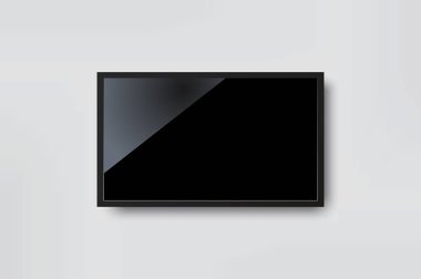 Siyah Led tv televizyon ekran beyaz duvar arka plan üzerinde boş