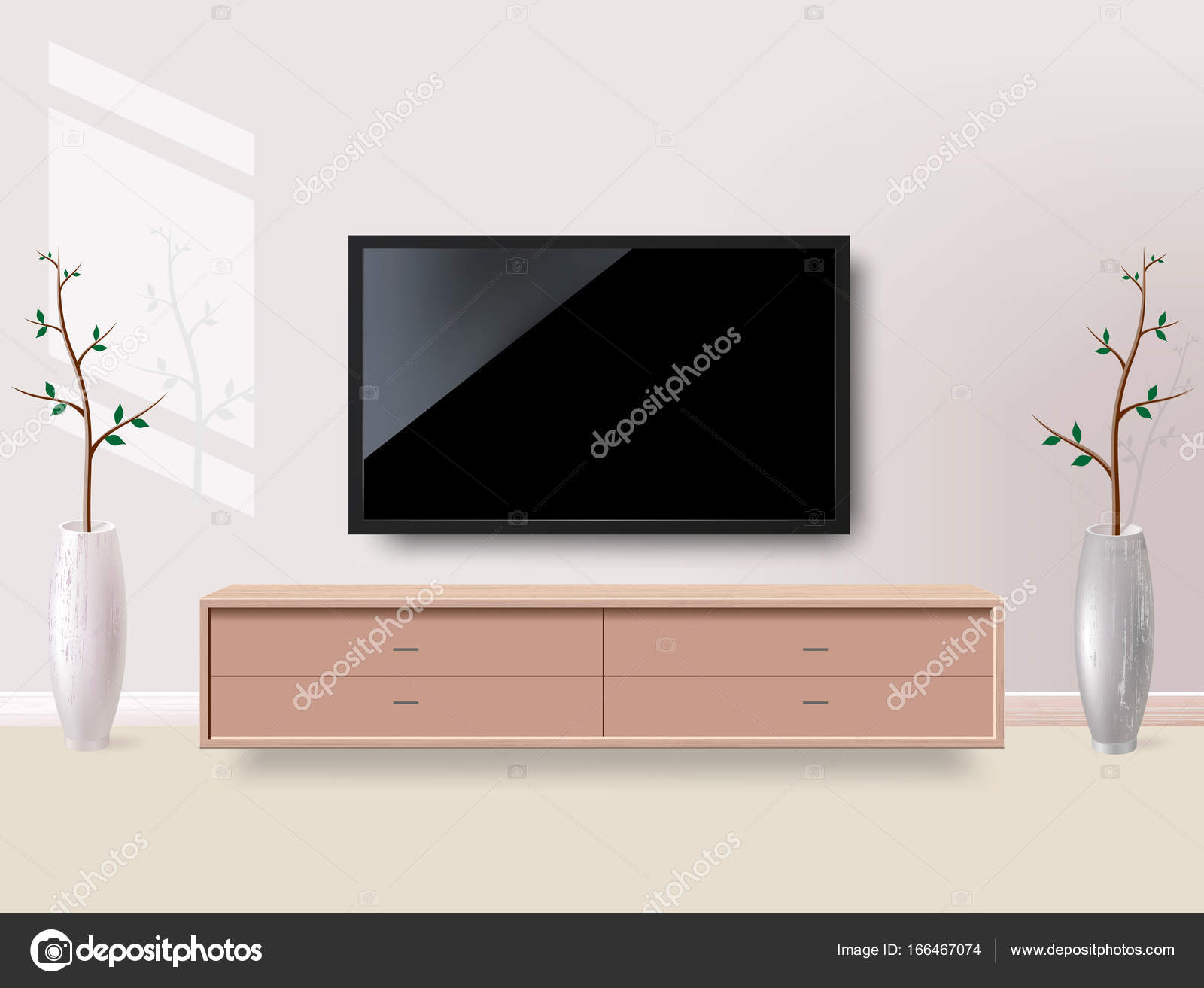 Black LED tv television screen blank on white wall background Stock Vector  Image by ©corvalola #166467074