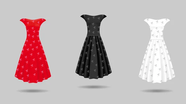 女性のドレス実物大模型のコレクション。ロング プリーツ スカートをドレスします。. — ストックベクタ