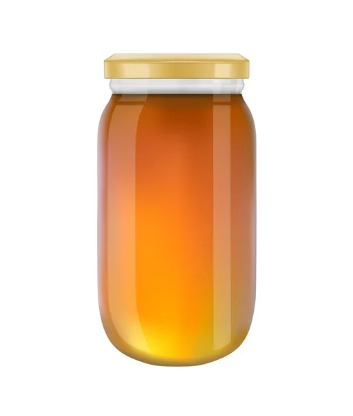 Glass jar of honey isolated on white background — Stock Vector