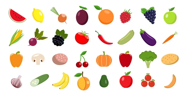 Ensemble de fruits et légumes — Image vectorielle