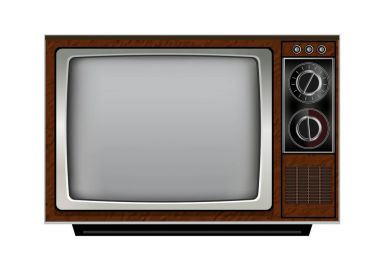 Beyaz arka plan üzerinde eski Retro vintage televizyon