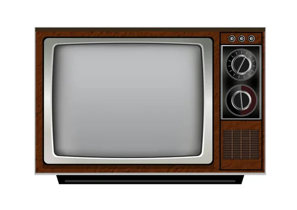 Retro idade vintage televisão no branco fundo — Vetor de Stock