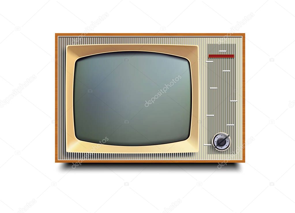 Retro old vintage television on white background