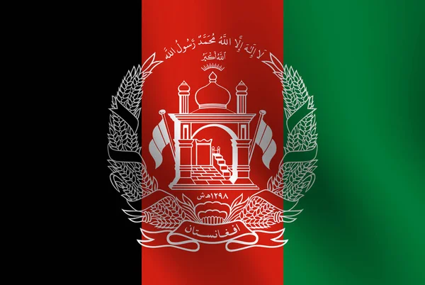 Viftande flagga i Afghanistan. Vektorillustration — Stock vektor