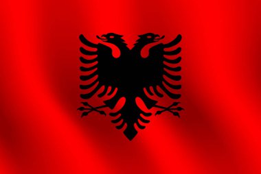 Arnavutluk bayrağı sallayarak. Vektör çizim