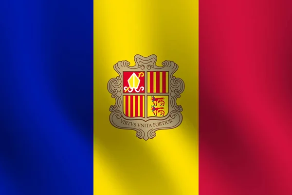 Flagge von andorra schwenkend. Vektorillustration — Stockvektor