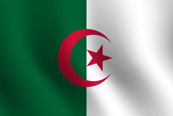 Wapperende vlag van Algerije. Vectorillustratie — Stockvector