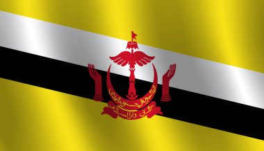 Brunei Vektör illüstrasyonunun dalgalı bayrağı