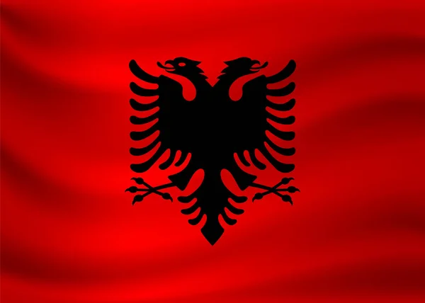 Wapperende vlag van Albanië. Vectorillustratie — Stockvector