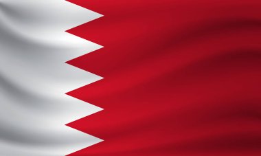 Bahreyn bayrağı sallayarak. Vektör çizim