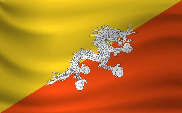 Wapperende vlag van Bhutan. Vectorillustratie — Stockvector