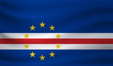 Cabo Verde bayrağı sallıyor. Vektör illüstrasyonu