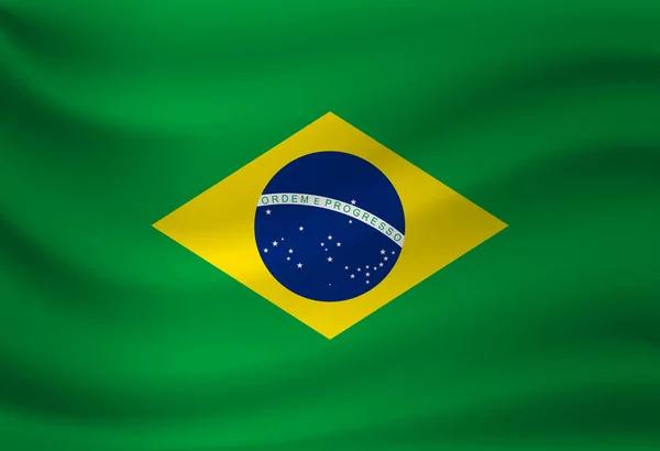 Vlající vlajka Brazílie. Vektorové ilustrace — Stockový vektor
