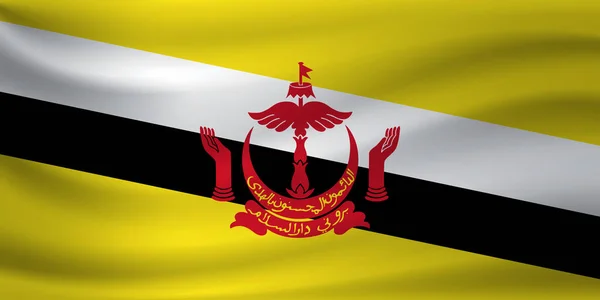 Wapperende vlag van Brunei. Vectorillustratie — Stockvector