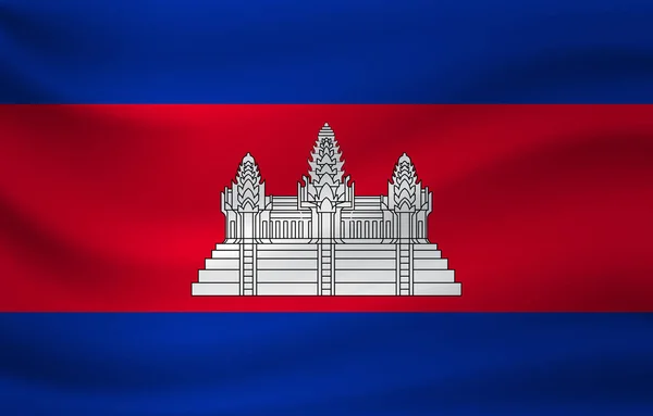 Agitant le drapeau du Cambodge. Illustration vectorielle — Image vectorielle