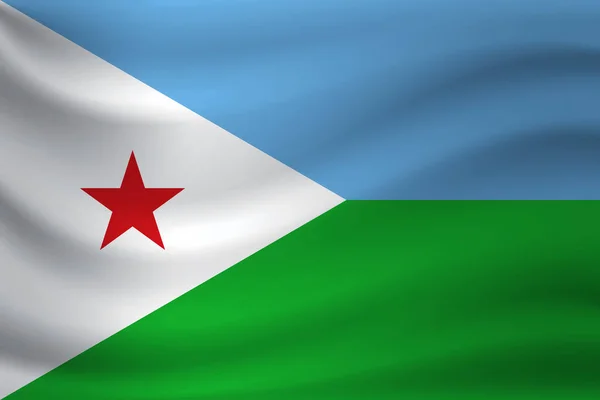 Wapperende vlag van Djibouti. Vectorillustratie — Stockvector