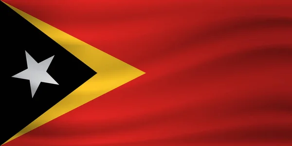 Ondeando la bandera de Timor Oriental. Ilustración vectorial — Vector de stock