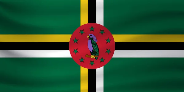 Ondeando bandera de Dominica. Ilustración vectorial — Vector de stock