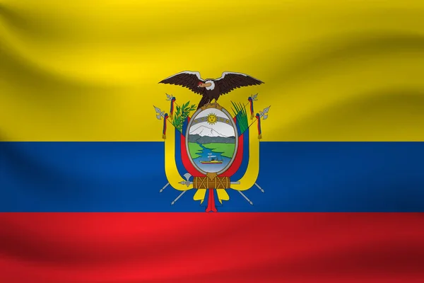 Ondeando la bandera de Ecuador. Ilustración vectorial — Vector de stock