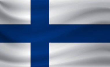 Finlandiya bayrağı sallayarak. Vektör çizim