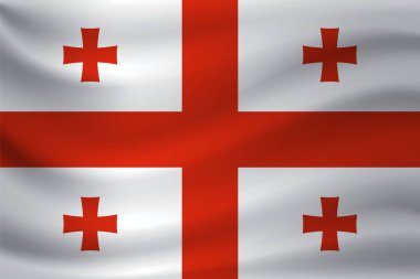 Gürcistan bayrağı sallayarak. Vektör çizim