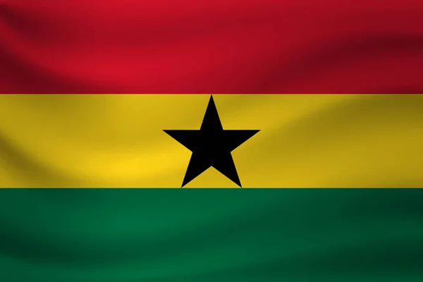 Ondeando la bandera de Ghana. Ilustración vectorial — Vector de stock