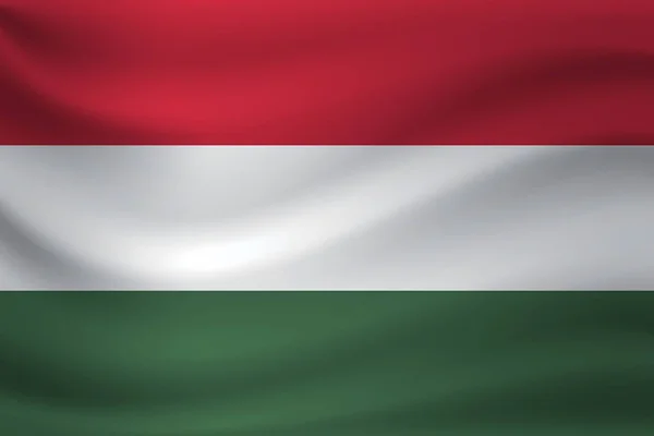 Vlající vlajka Maďarska. Vektorové ilustrace — Stockový vektor