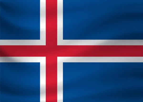 Wapperende vlag van IJsland. Vectorillustratie — Stockvector