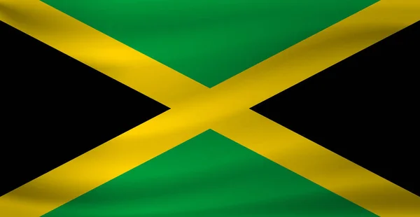 Ondeando la bandera de Jamaica. Ilustración vectorial — Archivo Imágenes Vectoriales