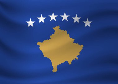 Kosova bayrağı sallayarak. Vektör çizim
