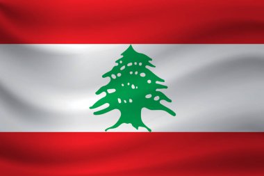 Lübnan Bayrağı sallayarak. Vektör çizim