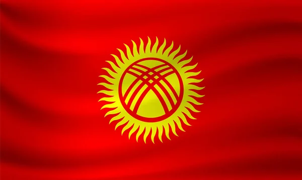 Sventolando bandiera del Kirghizistan. Illustrazione vettoriale — Vettoriale Stock