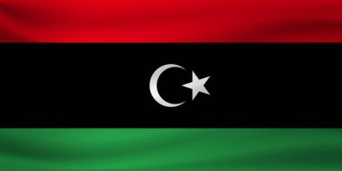 Libya bayrağı sallayarak. Vektör çizim