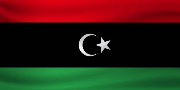 Agitant le drapeau libyen. Illustration vectorielle — Image vectorielle