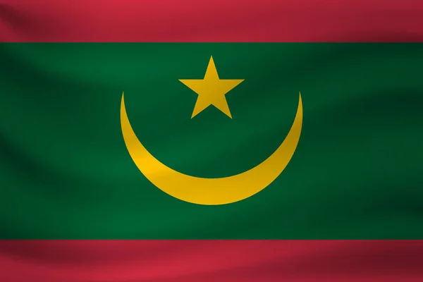 Viftande flagga av Mauretanien. Vektorillustration — Stock vektor