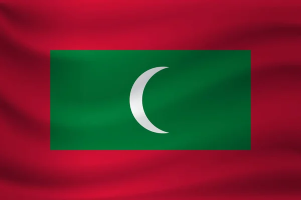 Viftande flagga Maldiverna. Vektorillustration — Stock vektor