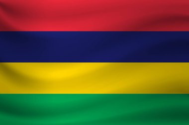 Mauritius bayrağı sallayarak. Vektör çizim